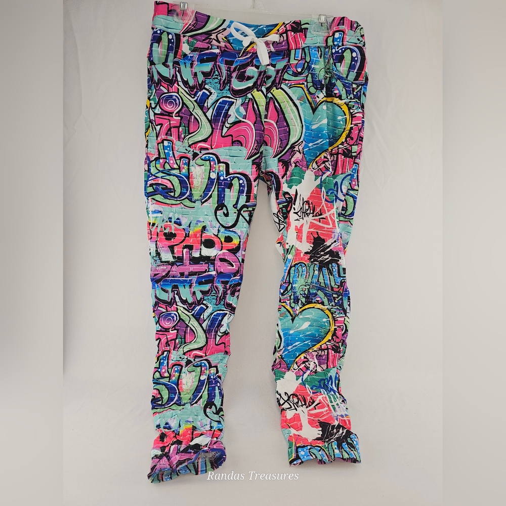Made In Italy Colorful Graffiti Print Women's Joggers Large/Extra Large